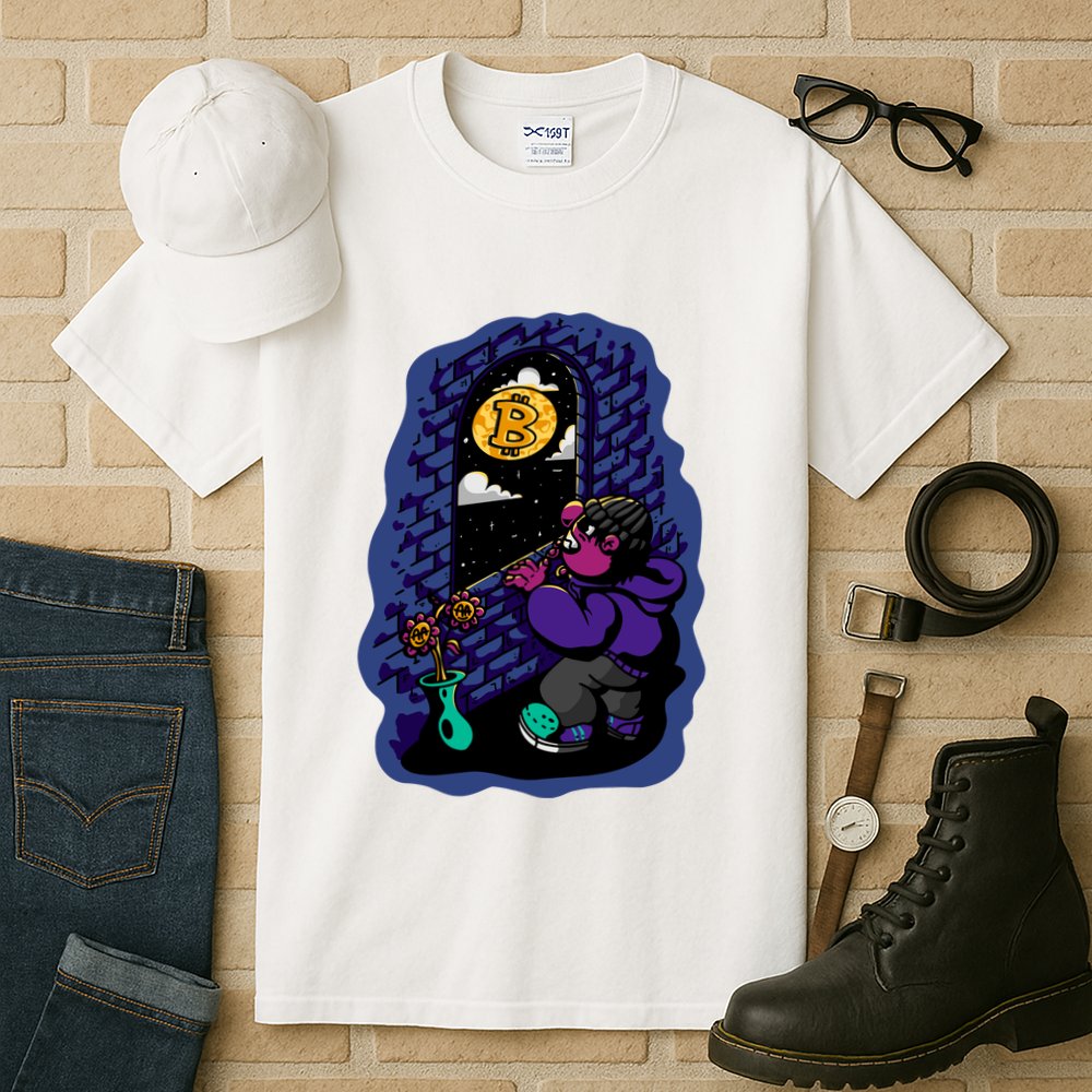 Bitcoin Moon Cartoon Tall T-Shirt