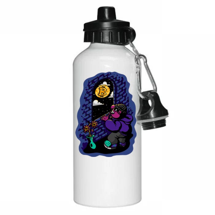 Bitcoin Moon Cartoon Aluminum Water Bottle