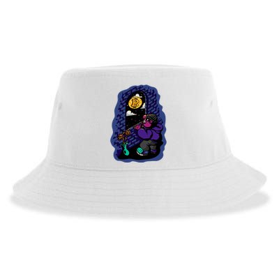 Bitcoin Moon Cartoon Sustainable Bucket Hat