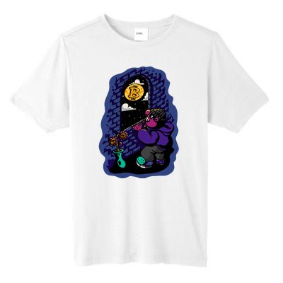 Bitcoin Moon Cartoon Tall Fusion ChromaSoft Performance T-Shirt