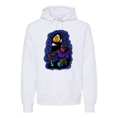 Bitcoin Moon Cartoon Premium Hoodie