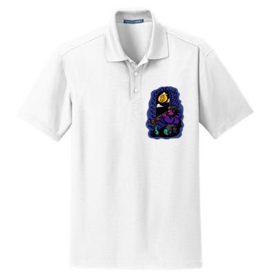 Bitcoin Moon Cartoon Dry Zone Grid Polo