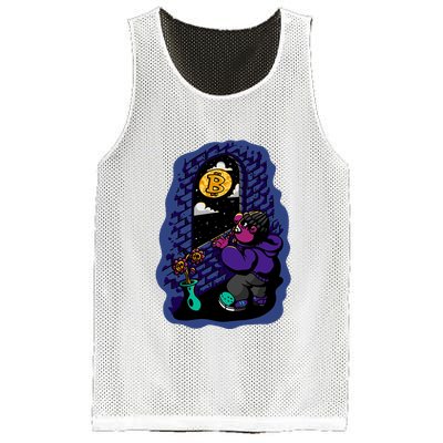 Bitcoin Moon Cartoon Mesh Reversible Basketball Jersey Tank