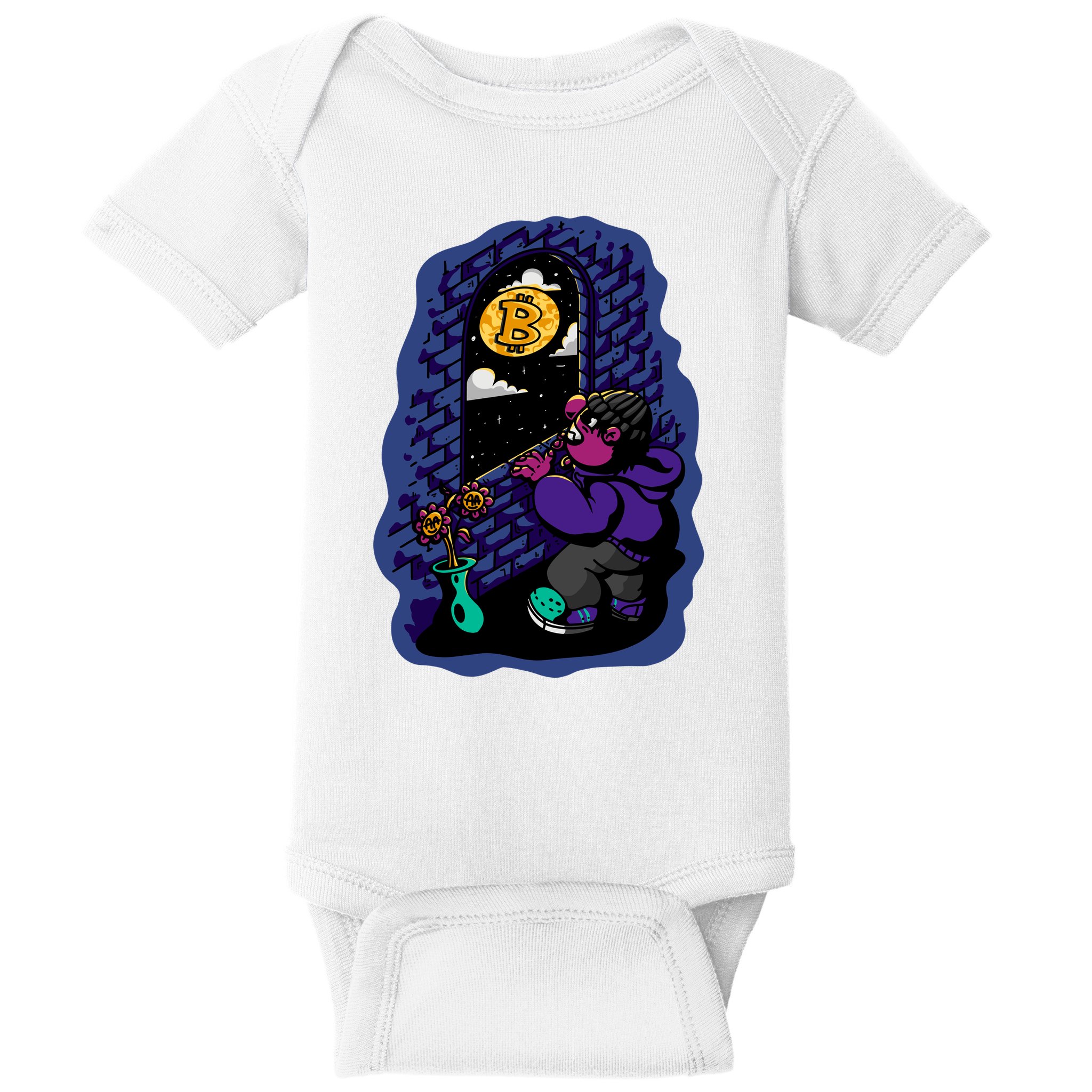 Bitcoin Moon Cartoon Baby Bodysuit