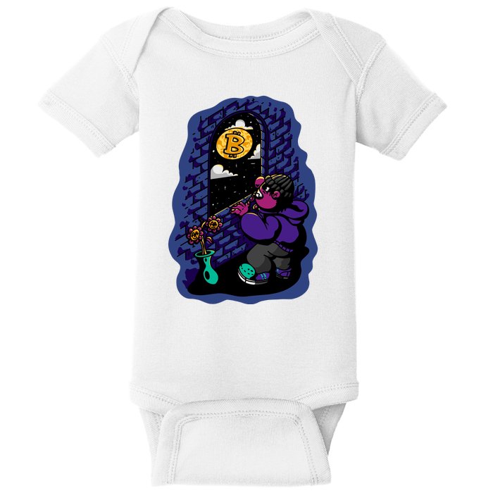 Bitcoin Moon Cartoon Baby Bodysuit