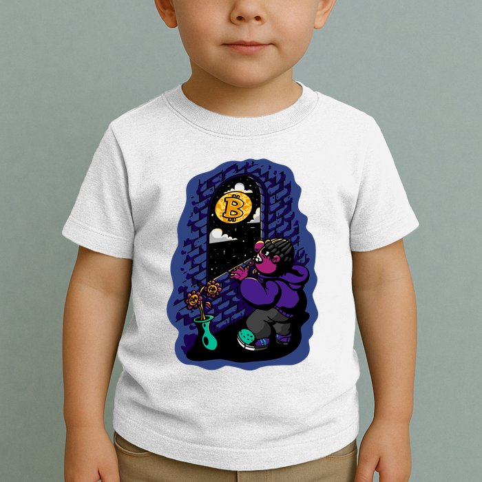 Bitcoin Moon Cartoon Toddler T-Shirt