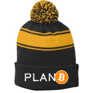 BitCoin PlanB Stripe Pom Pom Beanie