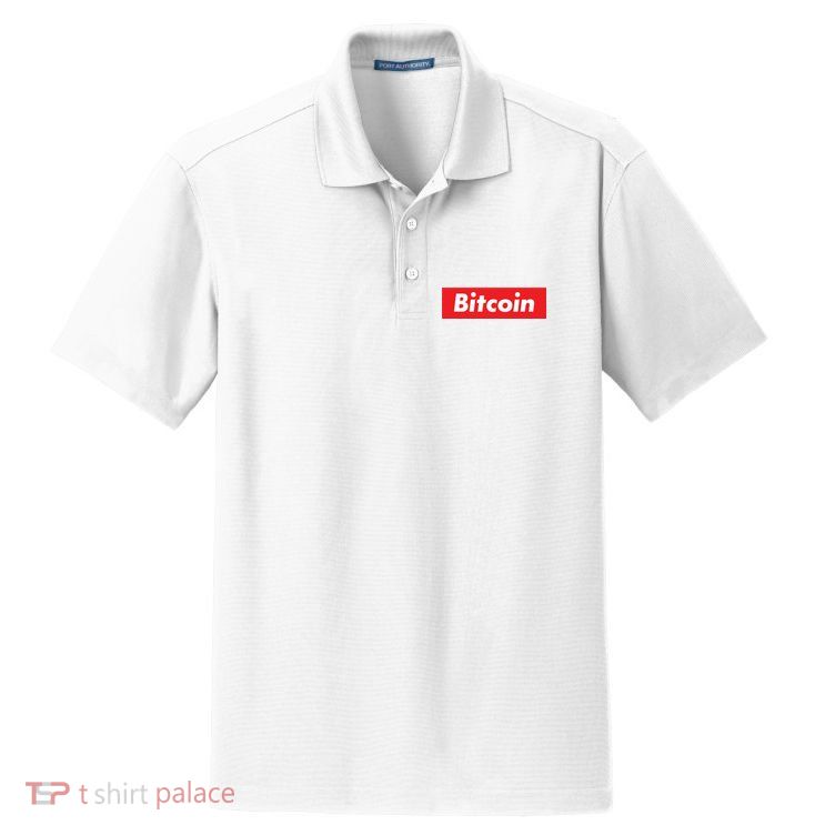 Bitcoin Red Box Logo Dry Zone Grid Polo