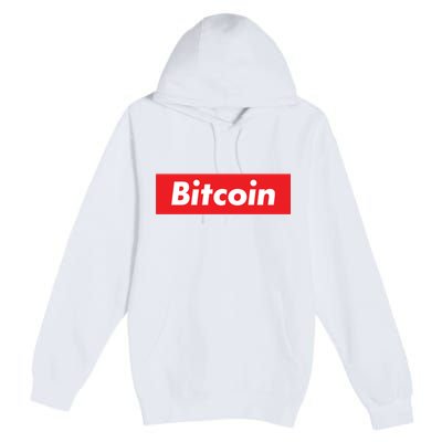 Bitcoin Red Box Logo Premium Pullover Hoodie