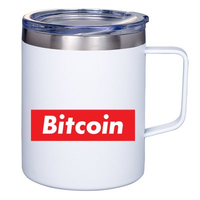 Bitcoin Red Box Logo 12oz Stainless Steel Coffee Mug