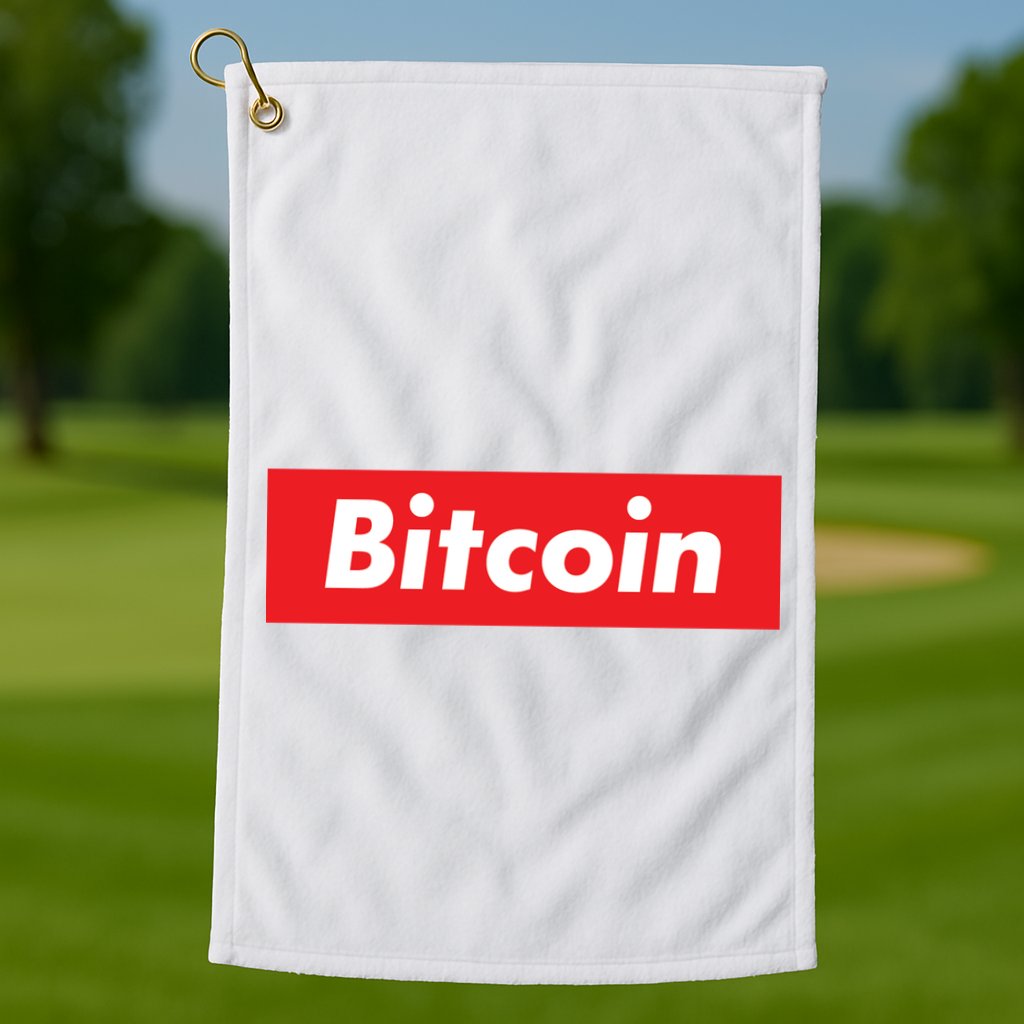 Bitcoin Red Box Logo Golf Towel
