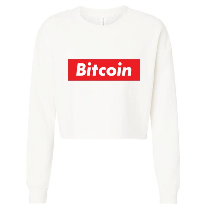 Bitcoin Red Box Logo Cropped Pullover Crew