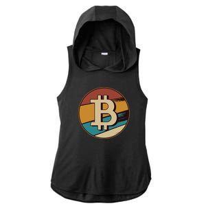 Bitcoin Retro Logo Ladies PosiCharge Tri-Blend Wicking Draft Hoodie Tank