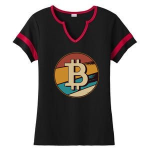 Bitcoin Retro Logo Ladies Halftime Notch Neck Tee