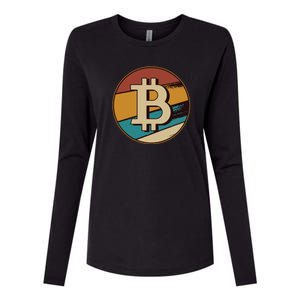 Bitcoin Retro Logo Womens Cotton Relaxed Long Sleeve T-Shirt