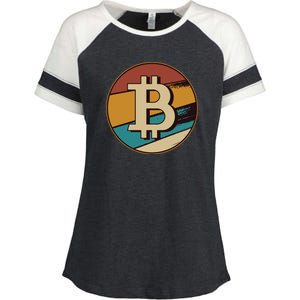 Bitcoin Retro Logo Enza Ladies Jersey Colorblock Tee