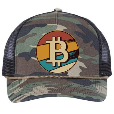 Bitcoin Retro Logo Retro Rope Trucker Hat Cap