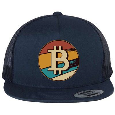 Bitcoin Retro Logo Flat Bill Trucker Hat