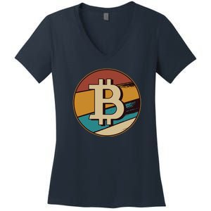 Bitcoin Retro Logo Women's V-Neck T-Shirt