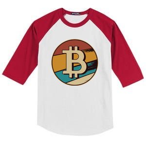 Bitcoin Retro Logo Kids Colorblock Raglan Jersey