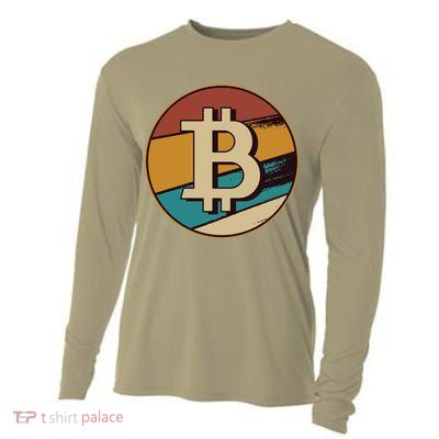 Bitcoin Retro Logo Cooling Performance Long Sleeve Crew