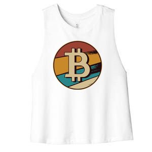 Bitcoin Retro Logo Women's Racerback Cropped Tank