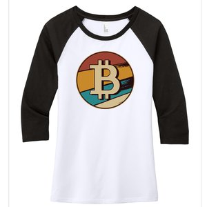 Bitcoin Retro Logo Women's Tri-Blend 3/4-Sleeve Raglan Shirt