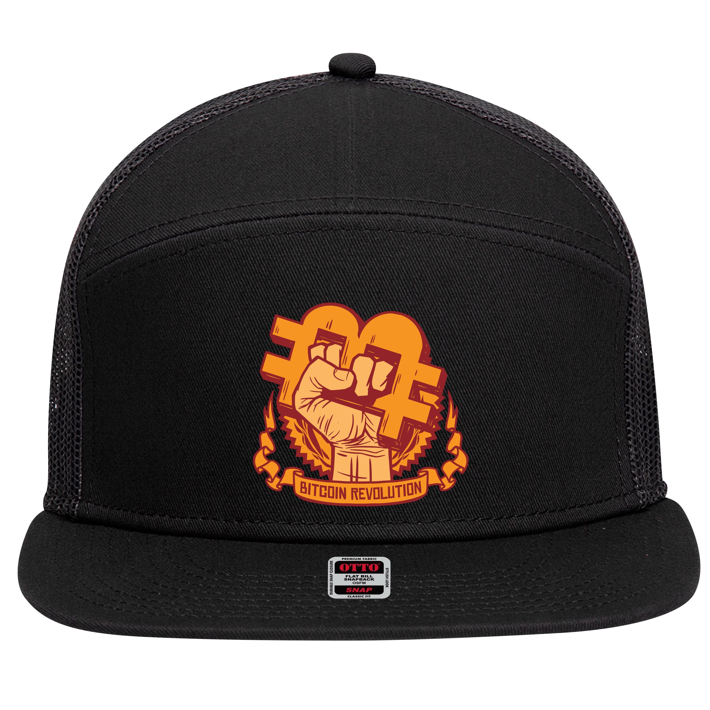 Bitcoin Revolution 7 Panel Mesh Trucker Snapback Hat