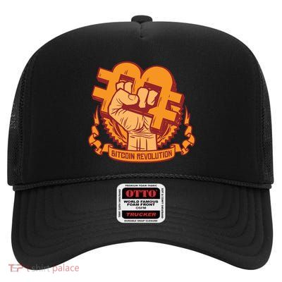 Bitcoin Revolution High Crown Mesh Back Trucker Hat