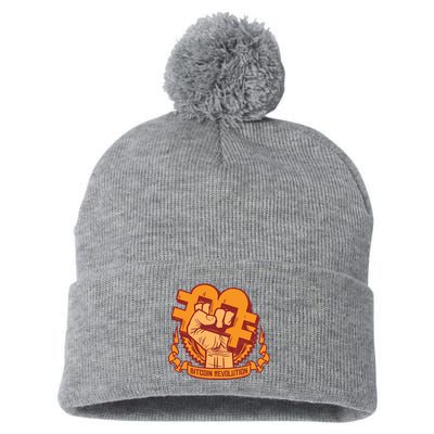 Bitcoin Revolution Pom Pom 12in Knit Beanie