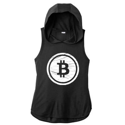 Bitcoin Symbol Ladies PosiCharge Tri-Blend Wicking Draft Hoodie Tank