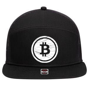 Bitcoin Symbol 7 Panel Mesh Trucker Snapback Hat