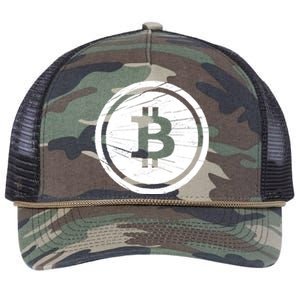 Bitcoin Symbol Retro Rope Trucker Hat Cap