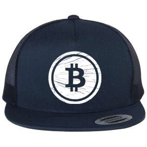 Bitcoin Symbol Flat Bill Trucker Hat