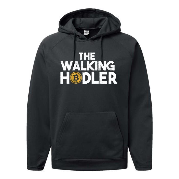 Bitcoin The Walking Holder Performance Fleece Hoodie