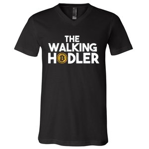 Bitcoin The Walking Holder V-Neck T-Shirt