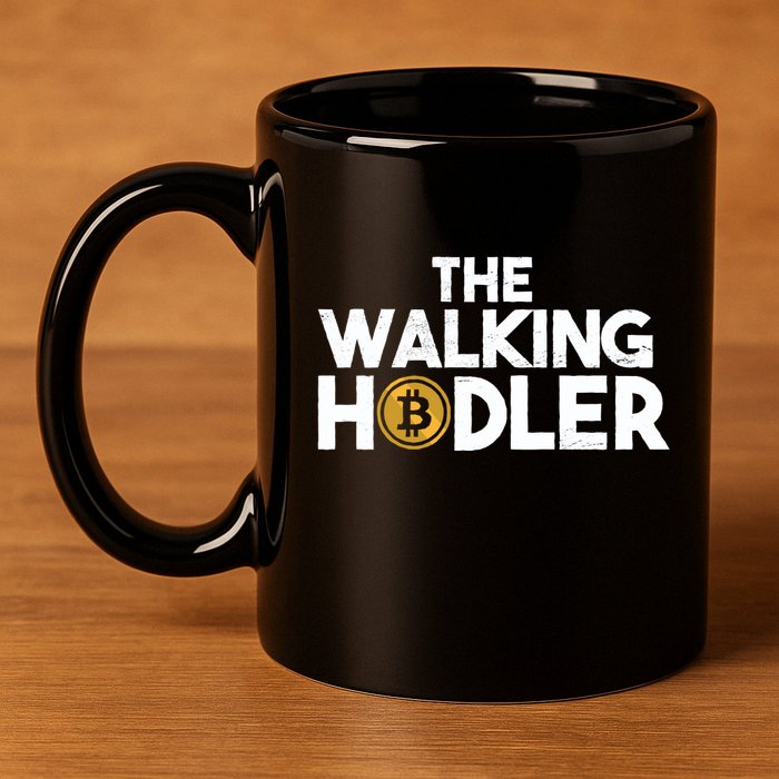 Bitcoin The Walking Holder 11oz C Handle Ceramic Mug