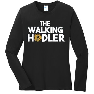 Bitcoin The Walking Holder Ladies Long Sleeve Shirt