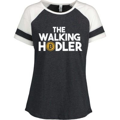 Bitcoin The Walking Holder Enza Ladies Jersey Colorblock Tee