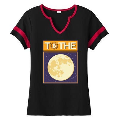 Bitcoin To The Moon Ladies Halftime Notch Neck Tee