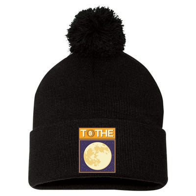 Bitcoin To The Moon Pom Pom 12in Knit Beanie