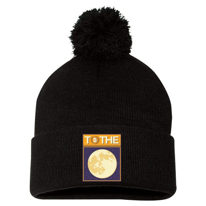 Bitcoin To The Moon Pom Pom 12in Knit Beanie