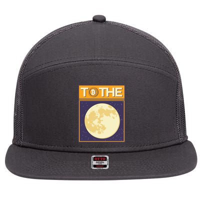 Bitcoin To The Moon 7 Panel Mesh Trucker Snapback Hat