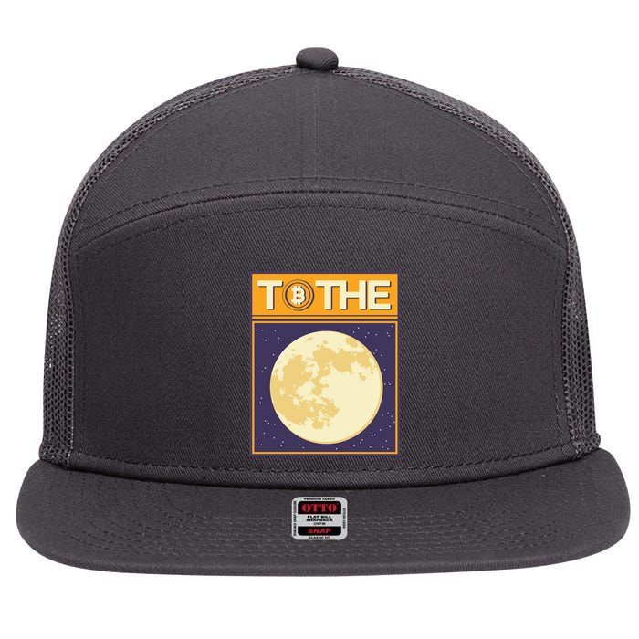 Bitcoin To The Moon 7 Panel Mesh Trucker Snapback Hat