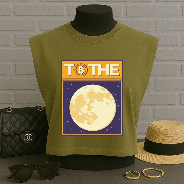 Bitcoin To The Moon Garment-Dyed Women's Muscle Tee