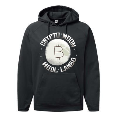 Bitcoin to the Moon Hodl Lambo Crypto Currency Performance Fleece Hoodie