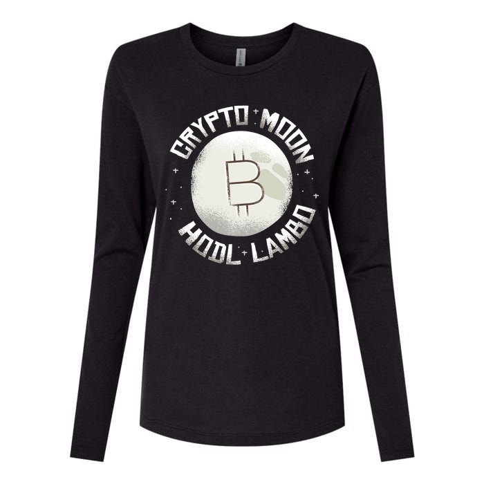 Bitcoin to the Moon Hodl Lambo Crypto Currency Womens Cotton Relaxed Long Sleeve T-Shirt