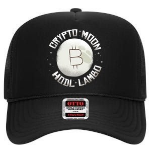 Bitcoin to the Moon Hodl Lambo Crypto Currency High Crown Mesh Back Trucker Hat