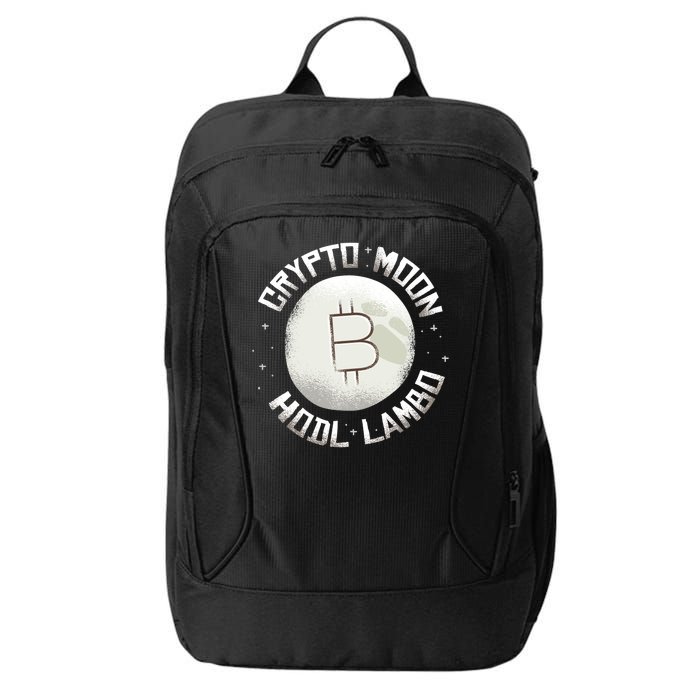 Bitcoin to the Moon Hodl Lambo Crypto Currency City Backpack