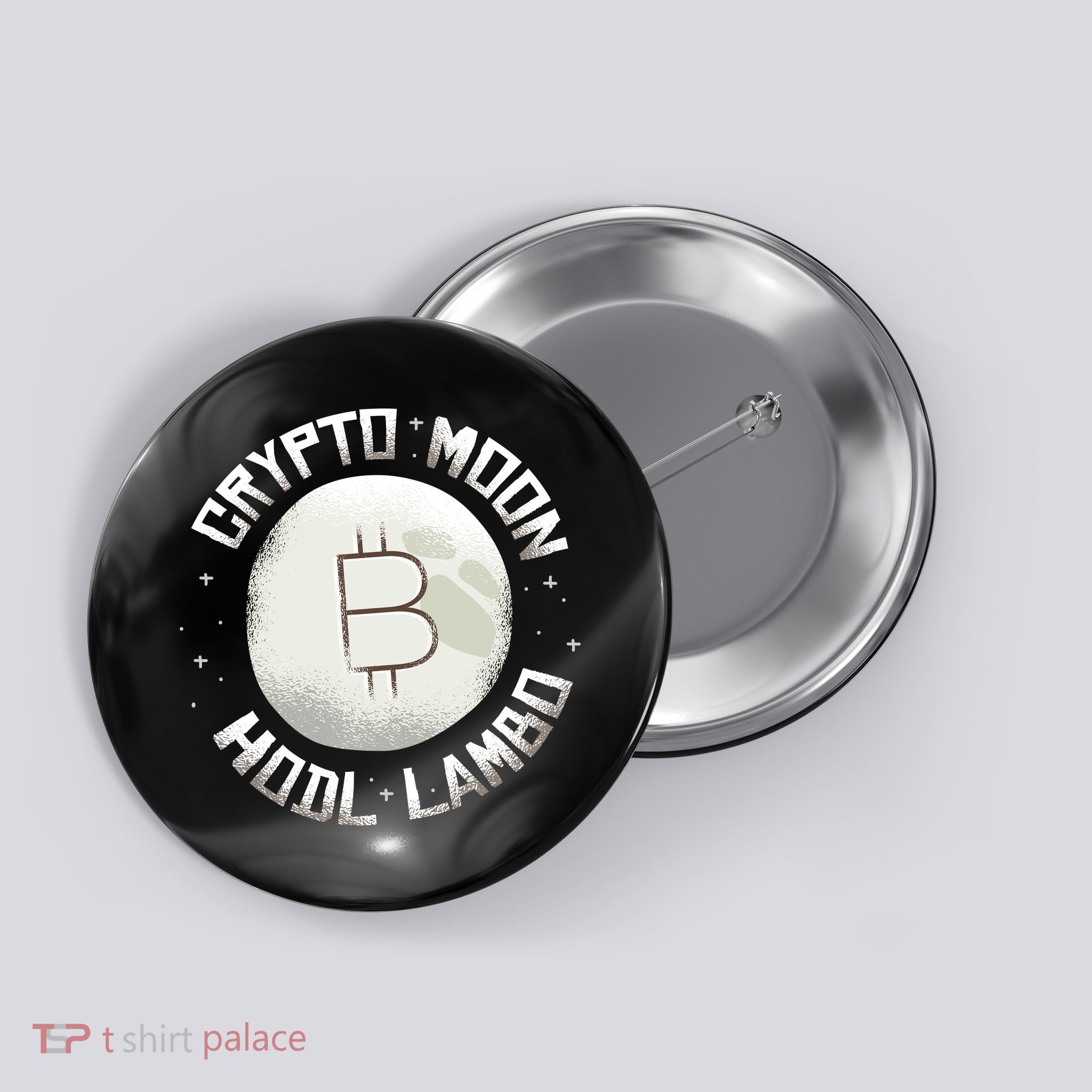 Bitcoin to the Moon Hodl Lambo Crypto Currency Button